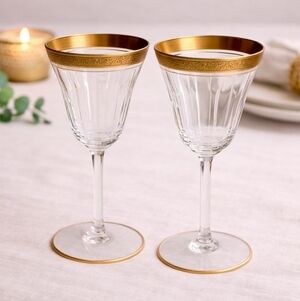 Tiffin Vintage Crystal & Gold Glasses Set of 2